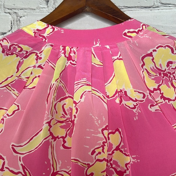 Lilly Pulitzer Pink & Yellow Long Sleeve Silk Top Size Small Excellent Condition - Picture 12 of 15